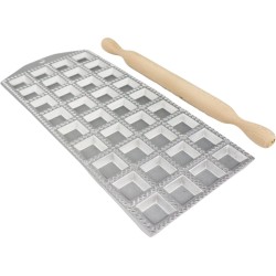 Ravioli maker - Vierkant 3.5cm - Aluminium - Inclusief deegroller - Gemaakt in Italië