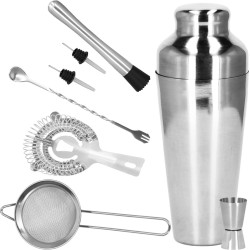 Springos Cocktail Set | 8-Delige Cocktail Shaker Set | Inclusief Cadeauverpakking | RVS | Zilverkleurig