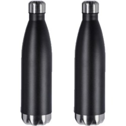 2x stuks thermosflessen / isoleerflessen zwart RVS 0.75 L - Thermoflessen